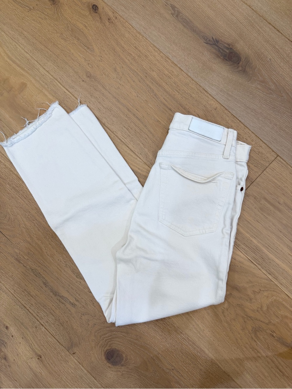 Re/Done White Cropped Ankle Jeans
